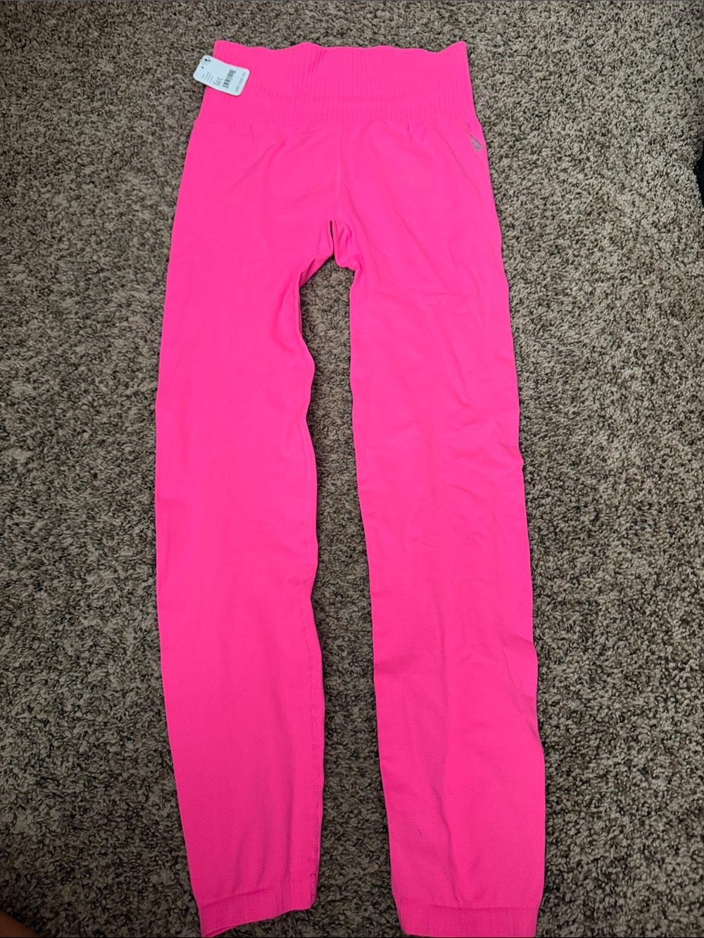 FP Movement by Free People Neon Pink Ribbed Waist Leggings